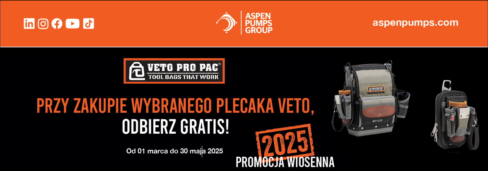 Aspen - wiosenna promocja plecatów Veto